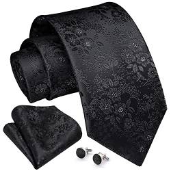 Enlision Paisley-Krawatte für Herren, Krawatten und Einstecktuch, Manschettenknöpfe, Set, klassische Krawatten, Set, Blume, Hochzeit, Krawatte mit Einstecktuch von Enlision