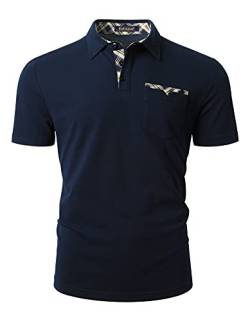 Enlision Poloshirt Herren Kurzarm Blau Polohemd mit Brusttasche Casual Golf Poloshirts Regular Fit Sport Polo T-Shirt Männer L von Enlision