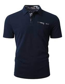 Enlision Poloshirt Herren Kurzarm Blau Polohemd mit Brusttasche Casual Golf Poloshirts Regular Fit Sport Polo T-Shirt Männer XXL von Enlision