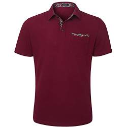 Enlision Poloshirt Herren Kurzarm Burgund Polohemd mit Brusttasche Casual Golf Poloshirts Regular Fit Sport Polo T-Shirt Männer S von Enlision