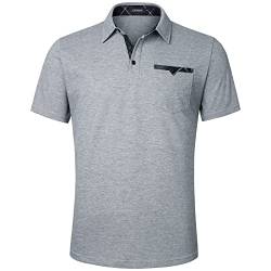 Enlision Poloshirt Herren Kurzarm Grau Polohemd mit Brusttasche Casual Golf Poloshirts Regular Fit Sport Polo T-Shirt Männer M von Enlision