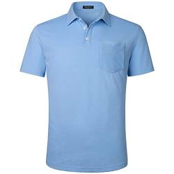 Enlision Poloshirt Herren Kurzarm Hellblau Polohemd mit Brusttasche Casual Golf Poloshirts Regular Fit Sport Polo T-Shirt Männer L von Enlision