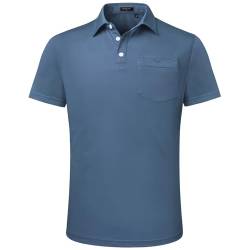 Enlision Poloshirt Herren Kurzarm Indigo Blau Polohemd mit Brusttasche Einfarbig Golf Activewear Poloshirts Casual Sommer Polo T-Shirt Männer Regular Fit XL von Enlision