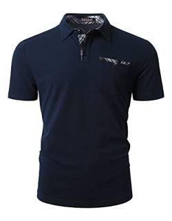 Enlision Poloshirt Herren Kurzarm Navy blau Polohemd mit Brusttasche Casual Golf Poloshirts Regular Fit Sport Polo T-Shirt Männer L von Enlision
