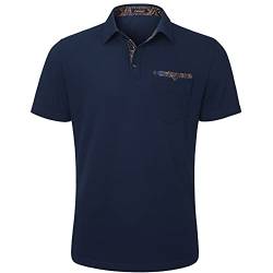 Enlision Poloshirt Herren Kurzarm Navy blau Polohemd mit Brusttasche Casual Golf Poloshirts Regular Fit Sport Polo T-Shirt Männer XXL von Enlision