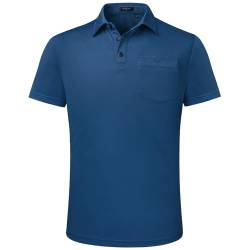 Enlision Poloshirt Herren Kurzarm Navy blau Polohemd mit Brusttasche Einfarbig Golf Activewear Poloshirts Casual Sommer Polo T-Shirt Männer Regular Fit S von Enlision
