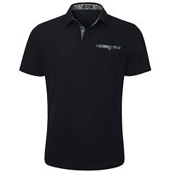 Enlision Poloshirt Herren Kurzarm Schwarz Polohemd mit Brusttasche Casual Golf Poloshirts Regular Fit Sport Polo T-Shirt Männer L von Enlision