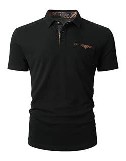 Enlision Poloshirt Herren Kurzarm Schwarz Polohemd mit Brusttasche Casual Golf Poloshirts Regular Fit Sport Polo T-Shirt Männer L von Enlision