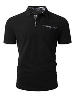 Enlision Poloshirt Herren Kurzarm Schwarz Polohemd mit Brusttasche Casual Golf Poloshirts Regular Fit Sport Polo T-Shirt Männer M von Enlision