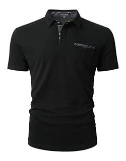 Enlision Poloshirt Herren Kurzarm Schwarz Polohemd mit Brusttasche Casual Golf Poloshirts Regular Fit Sport Polo T-Shirt Männer XL von Enlision