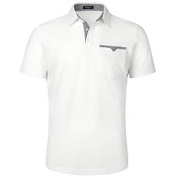 Enlision Poloshirt Herren Kurzarm Weiss Polohemd mit Brusttasche Casual Golf Poloshirts Regular Fit Sport Polo T-Shirt Männer S von Enlision