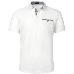 Enlision Poloshirt Herren Kurzarm Weiss Polohemd mit Brusttasche Casual Golf Poloshirts Regular Fit Sport Polo T-Shirt Männer XL von Enlision