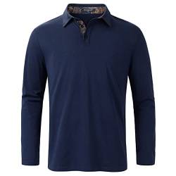Enlision Poloshirt Herren Langarm Polohemd Blau Casual Golf Poloshirts Baumwolle Regular Fit Sport Polo T-Shirt Männer M von Enlision