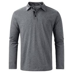 Enlision Poloshirt Herren Langarm Polohemd Grau Casual Golf Poloshirts Baumwolle Regular Fit Sport Polo T-Shirt Männer M von Enlision