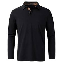 Enlision Poloshirt Herren Langarm Polohemd Schwarz Casual Golf Poloshirts Baumwolle Regular Fit Sport Polo T-Shirt Männer S von Enlision