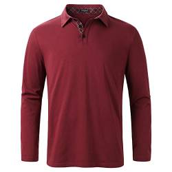 Enlision Poloshirt Herren Langarm Polohemd Weinrot Casual Golf Poloshirts Baumwolle Regular Fit Sport Polo T-Shirt Männer L von Enlision