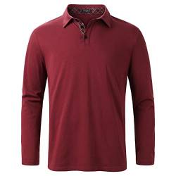 Enlision Poloshirt Herren Langarm Polohemd Weinrot Casual Golf Poloshirts Baumwolle Regular Fit Sport Polo T-Shirt Männer XL von Enlision