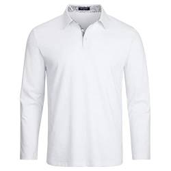 Enlision Poloshirt Herren Langarm Polohemd Weiss Casual Golf Poloshirts Baumwolle Regular Fit Sport Polo T-Shirt Männer XXL von Enlision