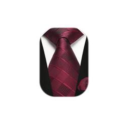 Enlision Rot karierte Krawatte für Herren mit Einstecktuch Set für Hochzeit Herren Plaid Krawatte Taschentuch Set für formelle Geschäfte, rot von Enlision