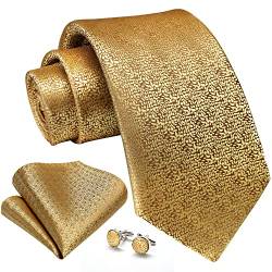 Enlision Seide Krawatten für Herren Hochzeits Krawatte Männer Krawatte Herrenkrawatte Einstecktuch Manschettenknöpfe Set Gold von Enlision