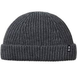 Enter the Complex® Kurze Fisherman Beanie, Docker Mütze, Herren und Damen, Trawler Beanie, 100% Merino Wolle, Rollmütze, Anthrazit von Enter the Complex