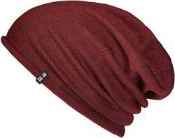 Enter the Complex® Leichte Merino Mütze, Einlagig Gestrickte Slouch Beanie, 100% Merino Wolle, Damen und Herren, Maroon von Enter the Complex