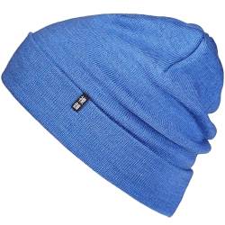 Enter the Complex® Merino Mütze Herren, Beanie Damen, 100% Merino Wolle, Warm und Dünn, Zweilagige Strickmütze, Blau von Enter the Complex