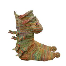 Entireface Stoppersocken Gestrickte,Tier Krokodil Krokodilform Whimsical Alligator Knitting Cuff Winter Indoor Warme Socken warme Wintersocken für Winter-Heimwärme von Entireface