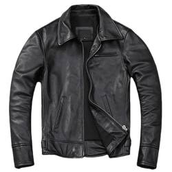 Entwicklt Herren-Lederjacke – Herren-Retro-Lederjacke, Herren-Slim-Mode-Motorradbekleidung 6Xl, Herren-Biker-Lederjacke, Herren-Jacke Aus Echtem Rindsleder, Schwarz, M von Entwicklt