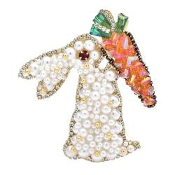 Neuartige Broschen, hübsche, zarte, handgefertigte Kristallperlen-Broschen mit süßen Karotten und Kaninchenmotiven für Damen, Hochzeitskleider oder Abendkleider, Anzüge, wie abgebildet von Entwicklt