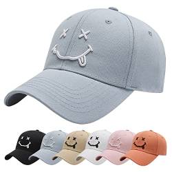 Enwokran Baseball Cap, Baseball-Mütze Gestickte Lächeln Verstellbar Basecap für Herren Damen, Unisex Baseballkappen Sonnenhut Sport Reisen Draußen Sonnenschutz Hüte (Z_Blau) von Enwokran