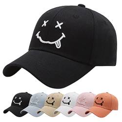 Enwokran Baseball Cap, Baseball-Mütze Gestickte Lächeln Verstellbar Basecap für Herren Damen, Unisex Baseballkappen Sonnenhut Sport Reisen Draußen Sonnenschutz Hüte (Z_Schwarz) von Enwokran