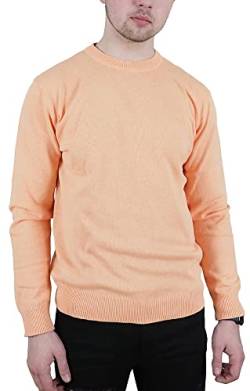 Enzo Moretti Herren Strickpullover mit Rundhalsausschnitt, 100 % Baumwolle, Markenware, klassische Passform, pfirsich, Medium von Enzo Moretti