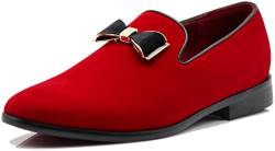 SPK03 Herren Vintage Einfarbig Samt Kleid Loafers Slip On Schuhe Klassische Smoking Kleid Schuhe, Rot (Rot (07)), 47 EU von Enzo Romeo