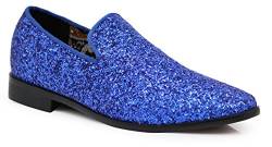 SPK04 Herren Vintage Glitzer Kleid Loafers Slip On Schuhe Klassische Smoking Kleid Schuhe, Blau (königsblau), 42 EU von Enzo Romeo