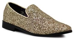 SPK04 Herren Vintage Glitzer Kleid Loafers Slip On Schuhe Klassische Smoking Kleid Schuhe, Gold (gold), 43 EU von Enzo Romeo