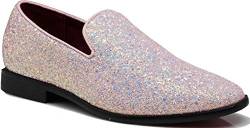 SPK04 Herren Vintage Glitzer Kleid Loafers Slip On Schuhe Klassische Smoking Kleid Schuhe, Pink (rose), 40 EU von Enzo Romeo