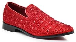 SPK11 Herren Vintage Mode Strass Designer Kleid Loafers Slip On Schuhe Klassische Smoking Kleid Schuhe, Rot (rot), 38.5 EU von Enzo Romeo