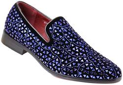 SPK27 Herren Strass Funkelnde Wildleder Kleid Schuhe Loafer Klassische Designer Mokassins, Blau (königsblau), 44.5 EU von Enzo Romeo