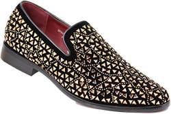 SPK27 Herren Strass Funkelnde Wildleder Kleid Schuhe Loafer Klassische Designer Mokassins, Gold (gold), 44.5 EU von Enzo Romeo