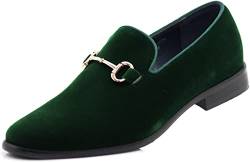SPT03 Herren Vintage Einfarbig Samt Kleid Loafer Slip On Schuhe Klassische Smoking Kleid Schuhe, Grün (Scoland), 41 EU von Enzo Romeo