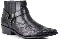 WT11 Herren Western Cowboy Motorrad Stiefeletten, Schwarz, 42 EU von Enzo Romeo