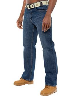 Enzo Herren-Jeans, gerades Bein, normale Passform, Denim-Hose, Hosenschlitz, mit Reißverschluss Gr. Bundweite: 91 cm, beinlänge: 76 cm (36 W / 30 L), Stone-Wash von Enzo