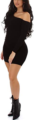 Enzoria Damen Mini Kleid Stretch One Shoulder Party Bodycon, Schwarz von Enzoria