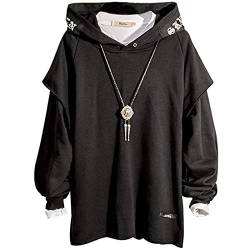 Eocicvvi Pullover Herren mit Kapuze Hiphop Hoodie für Männer Kapuzenpullover Streetwear Sweatshirt Vintage Langarm Casual Jumper(Schwarz,2XL) von Eocicvvi