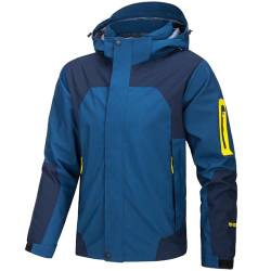 Eocicvvi Übergangsjacke Softshelljacke Herren Outdoorjacke Winddicht Atmungsaktiv Funktionsjacke mit Abtrennbarer Kapuze Freizeitjacke(Blau,M) von Eocicvvi