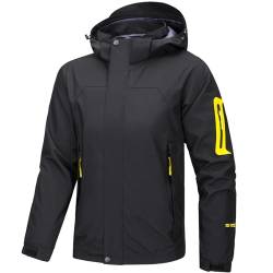 Eocicvvi Übergangsjacke Softshelljacke Herren Outdoorjacke Winddicht Atmungsaktiv Funktionsjacke mit Abtrennbarer Kapuze Freizeitjacke(Schwarz,2XL) von Eocicvvi