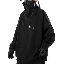 Pullover Herren Rollkragen Techwear Kapuzenpullover Tactical Hoodie Cyberpunk Streetwear Hip Hop Sweater Japanisches Sweatshirt Mit Kapuze Oversize Urban von Eocicvvi