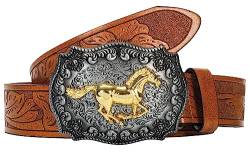 Eohak Western-Cowboy-Ledergürtel mit Schnalle, Cowboy-Tier-Schnallengürtel, geprägte Cowboy-Gürtel für Männer und Frauen von Eohak