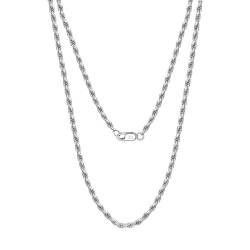 Epinki 925 Kette Silber, 1.5mm Seilkette Halskette Anhänger Sterling 925er Silber, Frau Ketten, Silber, 50CM von Epinki